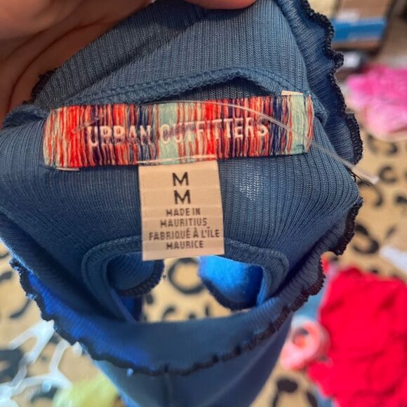 URBAN OUTFITTERS BLUE RIBBED HIGH NECK DRESS WOMENS SIZE MEDIUM SLEEVELESS - Picture 10 of 10